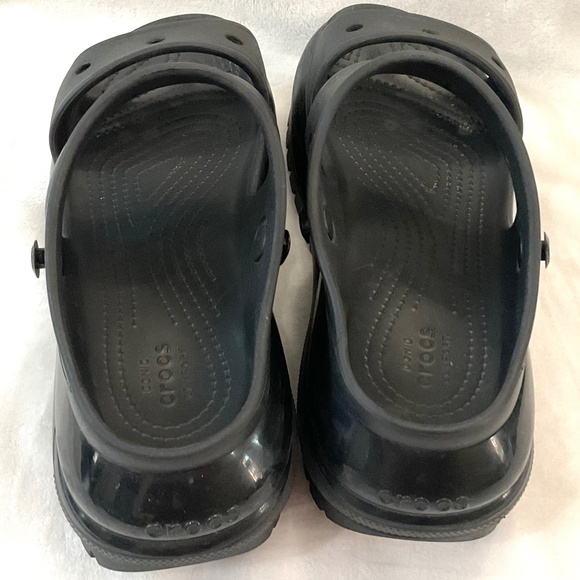 Black Crocs Mega Crush Chunky Platform Y2K Grunge Sandal Men— Sz 9 Wms Sz 11 - Picture 11 of 15
